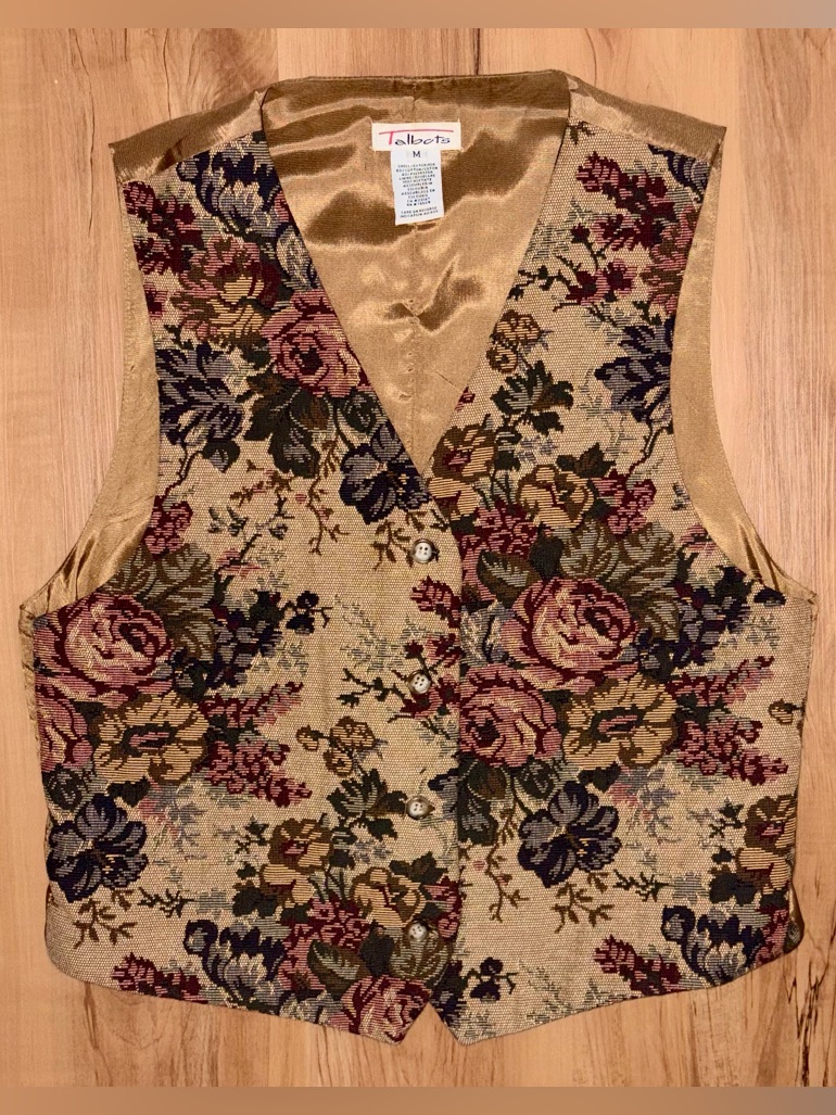 Vintage Talbots Floral Tapestry Vest